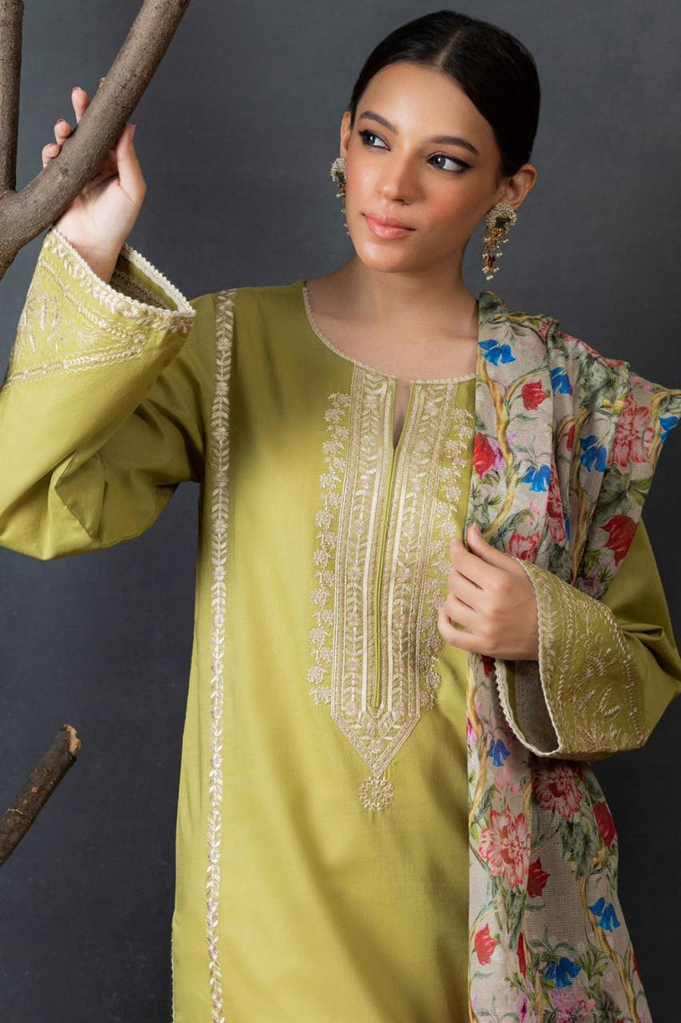 Lawn embroidered 3pc suit A001