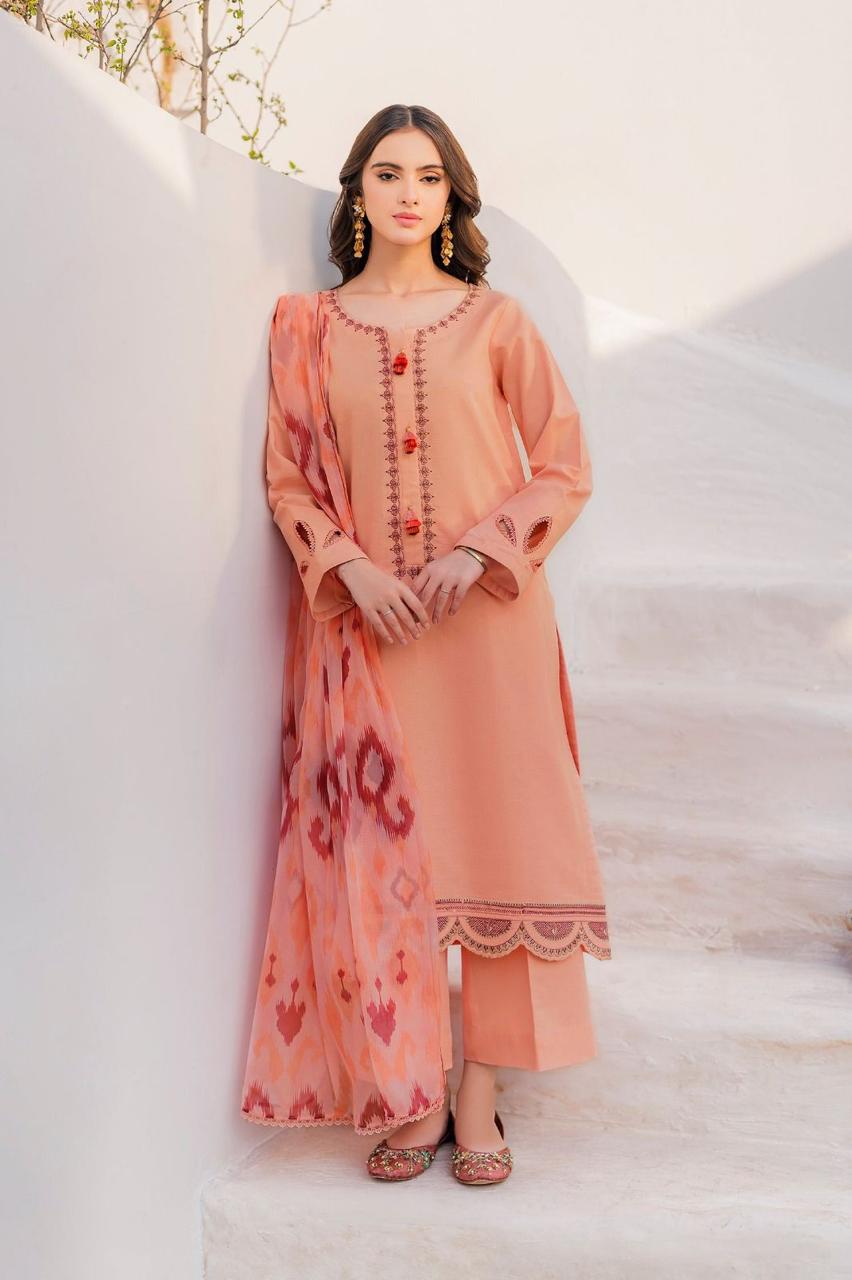 Lawn Embroidered 3pc suit A006