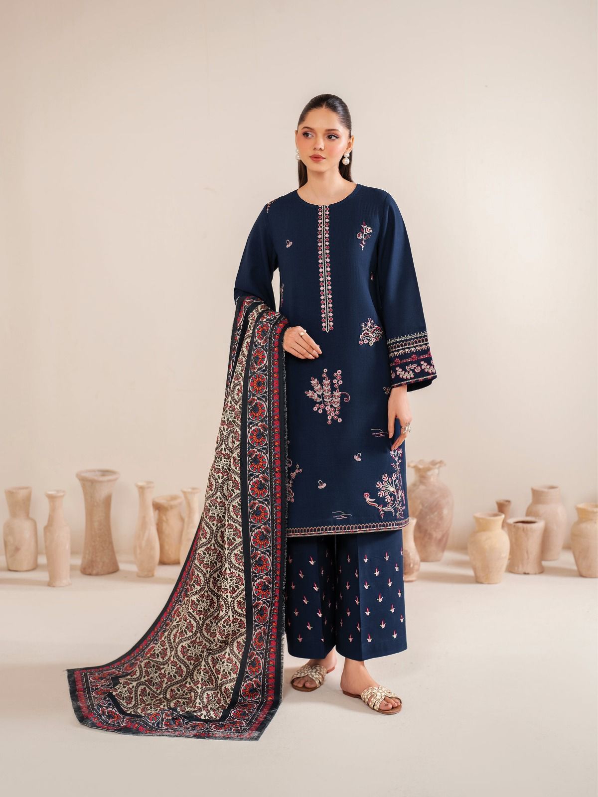 Lawn Embroidered 3pc suit A018