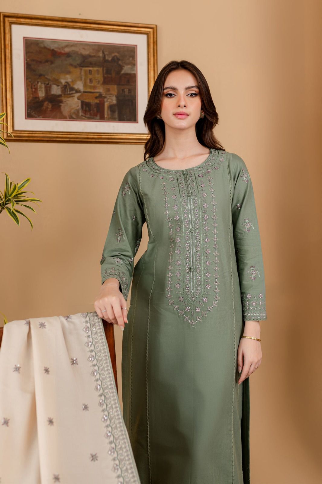 Lawn Embroidery 3pc suit A017